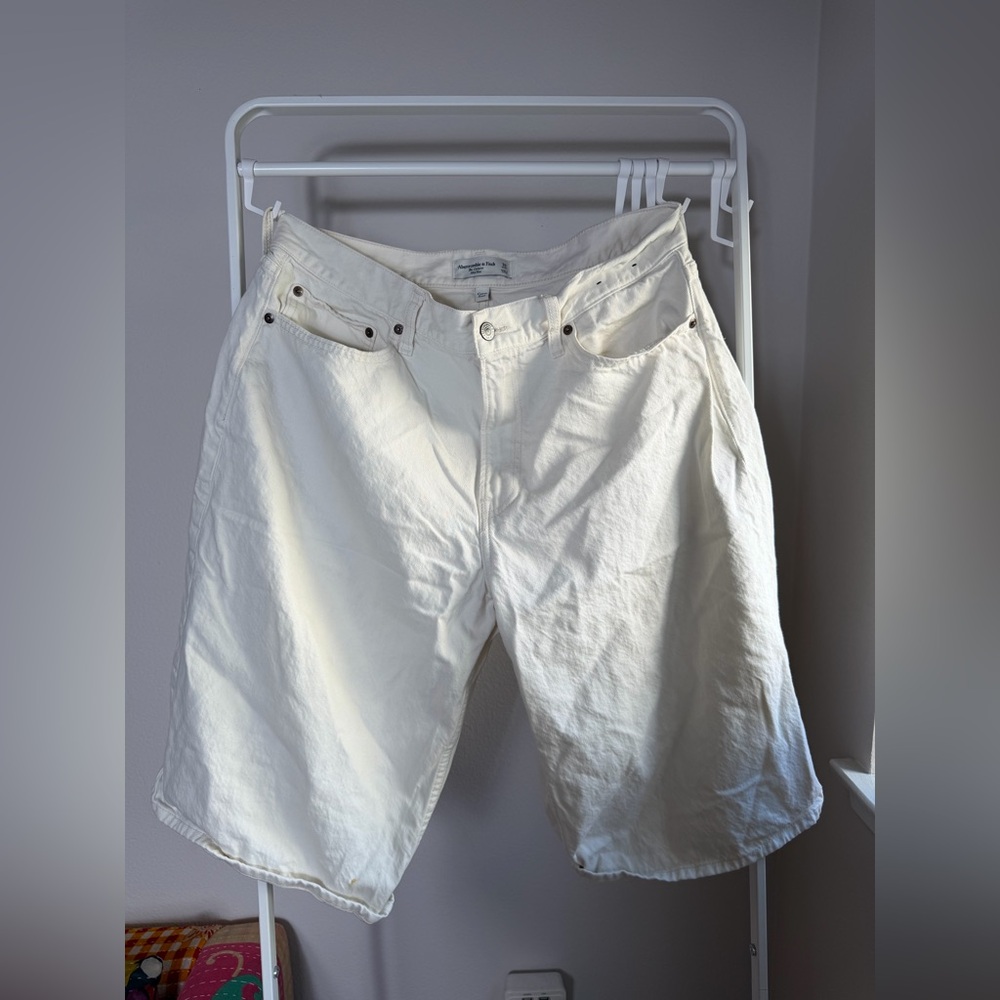 Abercrombie & Fitch Women's Cream Jean Shorts